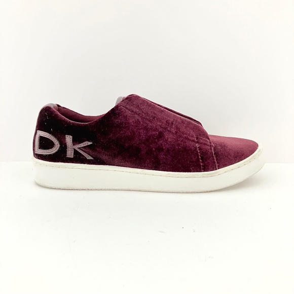 Donna Karan New York Burgundy Velour / Velvet Slip On Sneakers Size 7 F3101154 - Picture 5 of 13
